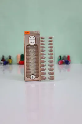 Pastel Beauty False Nails Glittery Beige-24pcs